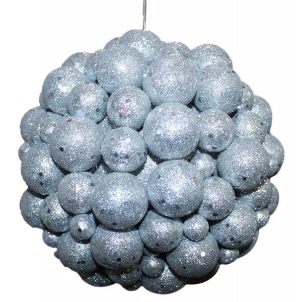 Χριστουγεννιάτικη Μπάλα Οροφής Ασημί, με Μπαλίτσες (15cm)